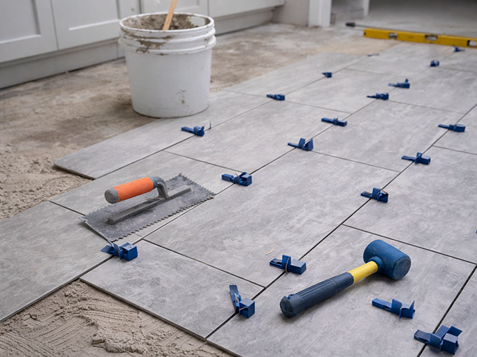 Tile floor installation